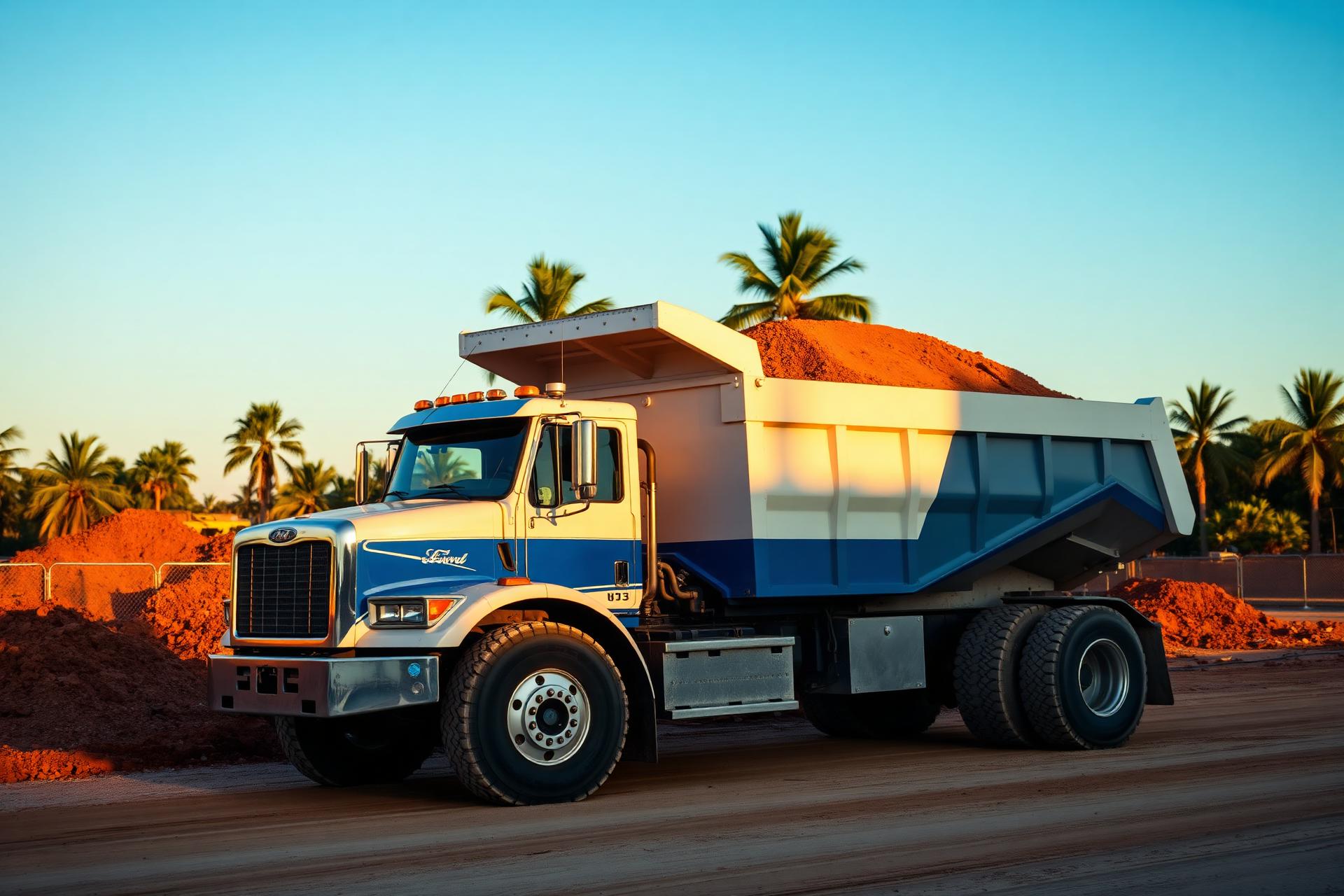 Casal Trucking dump truck delivering fill dirt in Southwest Florida
